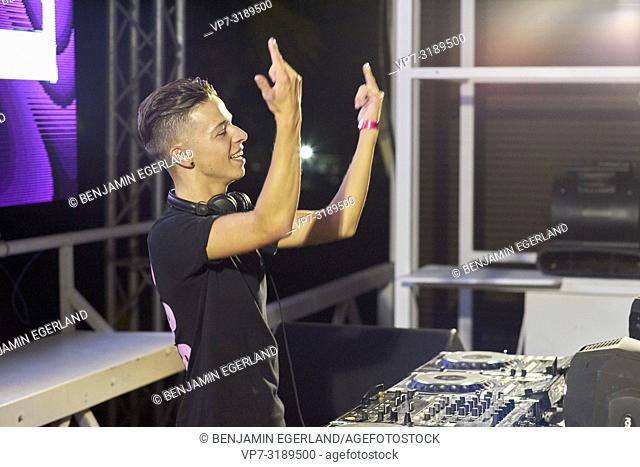 DJ Danimal performing at music festival Starbeach Chersonissos, Crete, Greece, on 09. August 2018