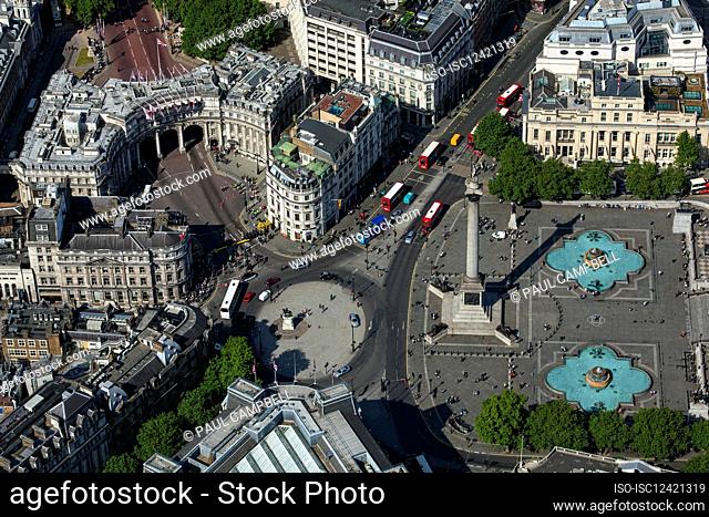 UK, London, Aerial view of Trafalgar Square