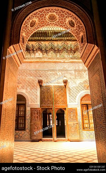 Interior of the old Telouet kasbah ? former palatia residence of Glaoui tribe