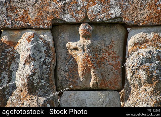 Close up of Hittite relief scultures of Hittite godsEflatun P?nar ( Eflatunp?nar) Ancient Hittite relief sculpture monument and sacred pool