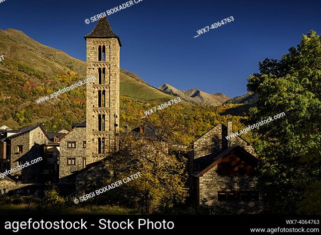 Romanesque church of Erill la Vall in autumn (Vall de Boí, Catalonia, Spain, Pyrenees)