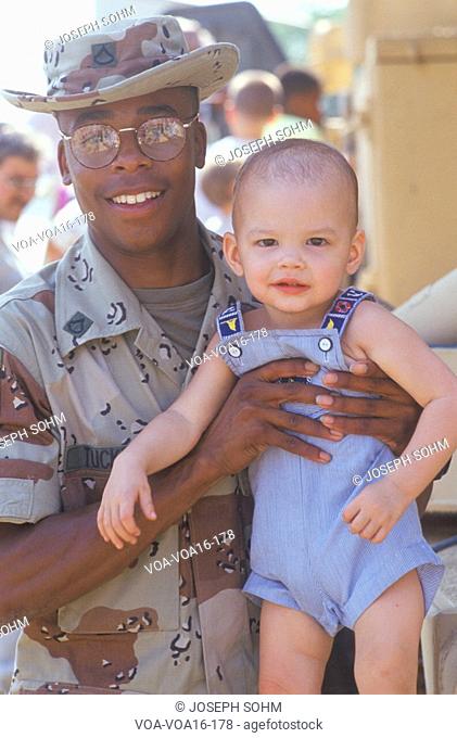 African-American Soldier Holding Baby, Washington, D.C