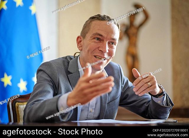 Ivan Bartos, Czech Deputy Prime Minister for Digitisation and Minister of Regional Development, gestures during an interview for Czech News Agency (CTK) at his...