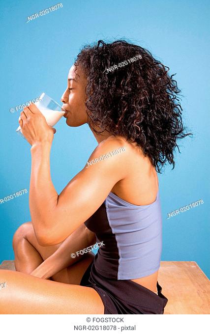 Woman Drinking Post-Workout Milk