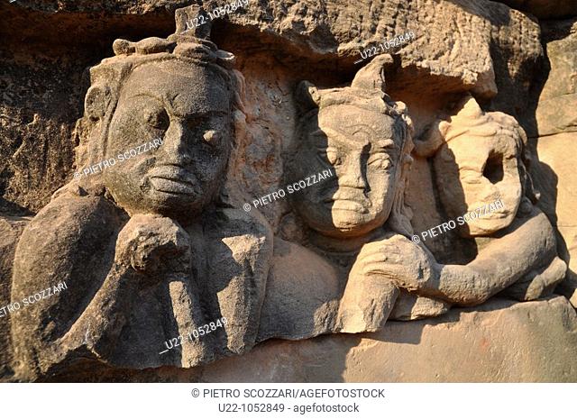 Angkor (Cambodia): reliefs on the Terrace of the Leper King