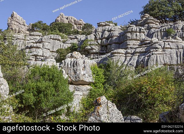 Karstic rock formations at Torcal de Antequera National Park, Malaga, Spain