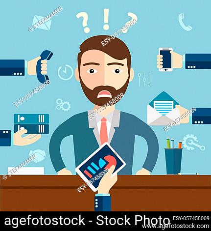 Multitasking cartoon character Stock Photos and Images | agefotostock