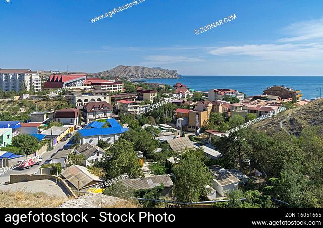 The coastal part of the resort town of Sudak in Crimea. September, sunny day