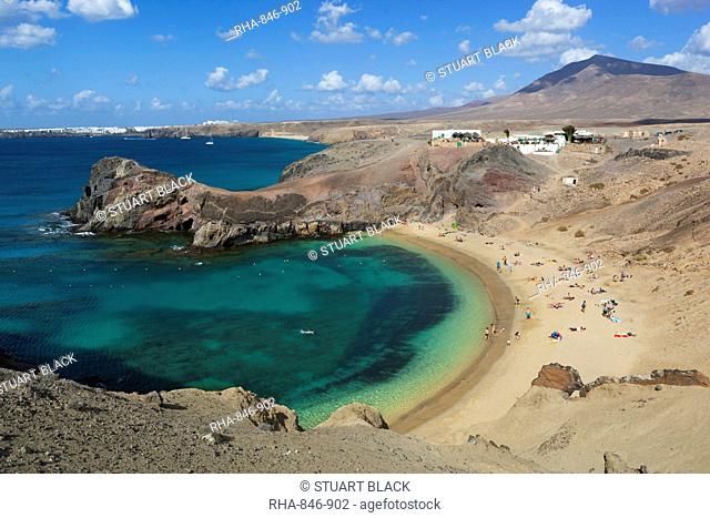 Playa del Papagayo, near Playa Blanca, Lanzarote, Canary Islands, Spain