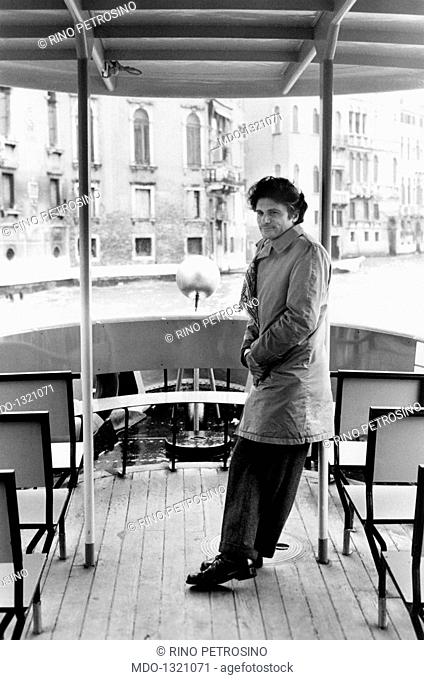 Tony Musante on a boat. The American actor Tony Musante (Anthony Peter Musante) posing on a boat. Venice, 1970