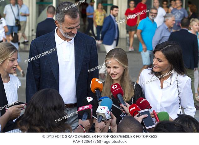 Princess Sofia of Spain, King Felipe VI. From Spain, Princess Leonor of Spain and Queen Letizia of Spain visit Juan Carlos after his heart surgery at the...