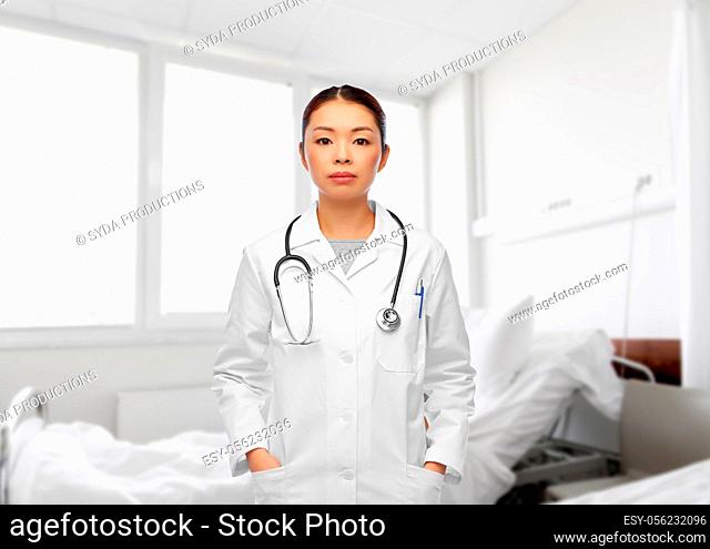 asian female doctor with stethoscope at hospital