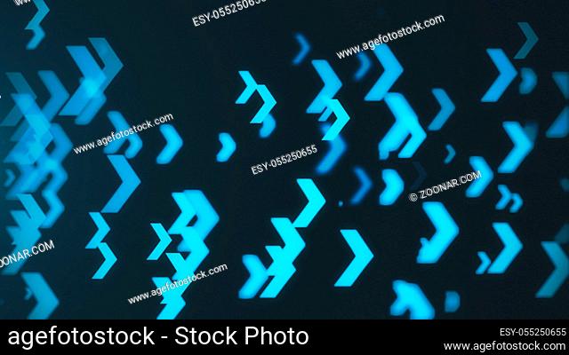 Abstract blue arrows background. Technology backdrop. 3d rendered