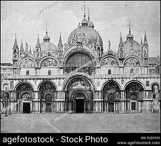 St. Mark's Church in Venice, Italy, photo from 1880, Historic, digitally restored reproduction from a 19th century original, exact date unknown, Europe