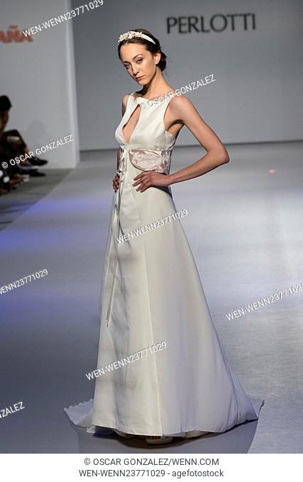 the bridal fashion designer PERLOTTI for whiteday show during the Pasarela Costura fashion show held at the Cibeles Palace on 20 April 2016 in Madrid, Spain