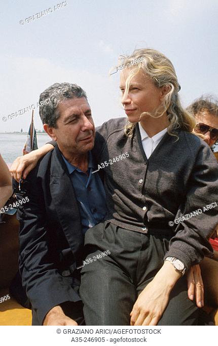 Leonard Cohen, Canadian singer, with his wife