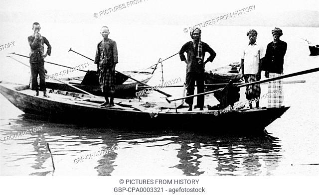 Vietnam: Ethnic Cham fishermen in Chau Doc, Cochinchina, in 1918