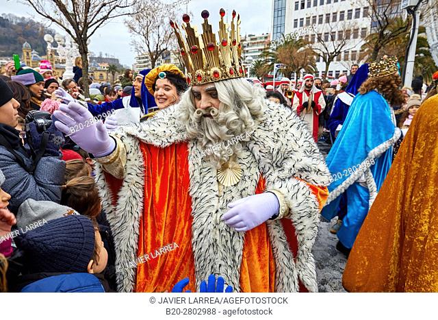 Cabalgata de Reyes Magos, Christmas, Donostia, San Sebastian, Gipuzkoa, Basque Country, Spain, Europe