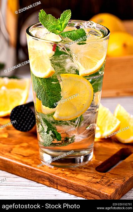 Glass of fresh lemonade on a table