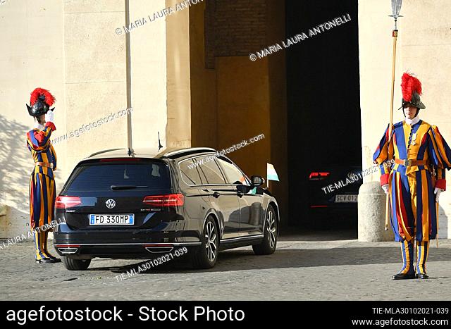 Indian Prime Minister Narendra Modi leaves the Vatican after the meeting with Pope Francis , Vatican City, Rome, ITALY-30-10-2021