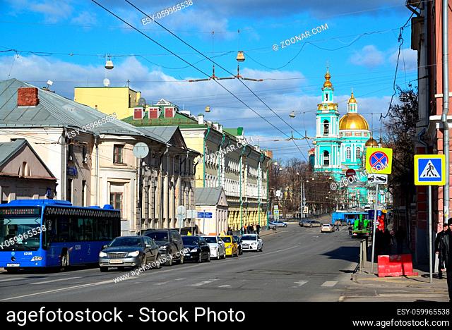 Moscow, Russia - March 14, 2016. Epiphany Cathedral on the street Spartakovskaya