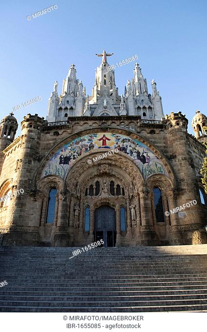 Church of Sagrado Corazon or Sagrat Cor on Tibidabo Mountain, Barcelona, Catalonia, Spain, Europe