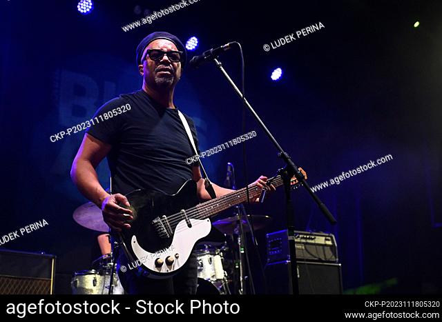 Guitarist Pascal Danae of Caribbean Delgres trio performed on the third and final day of the 27th Blues Alive International Music Festival Blues Alive in House...