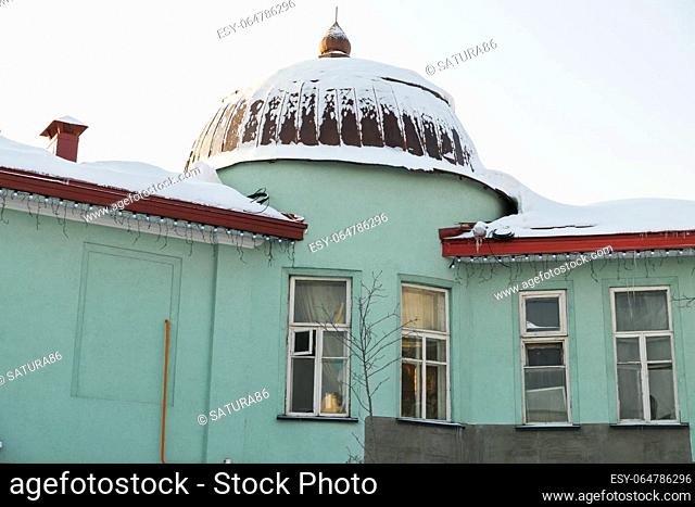 Dome roof of old building in town. Islamic architecture and old ex mosque