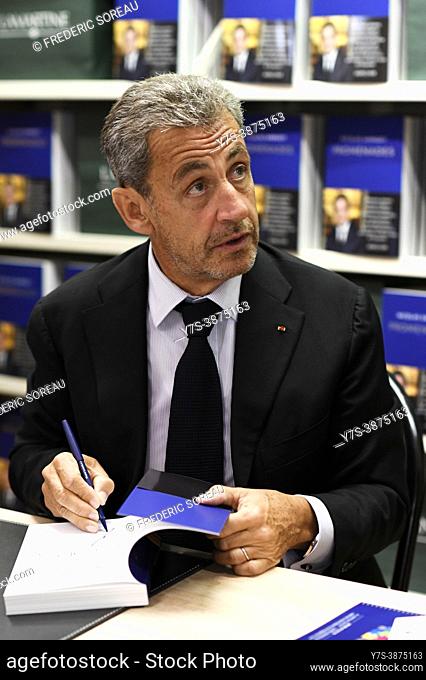 Former French president Nicolas Sarkozy signing of his book Promesses at a bookstore Lamartine in Neuilly sur Seine, France, 21 th september 2021