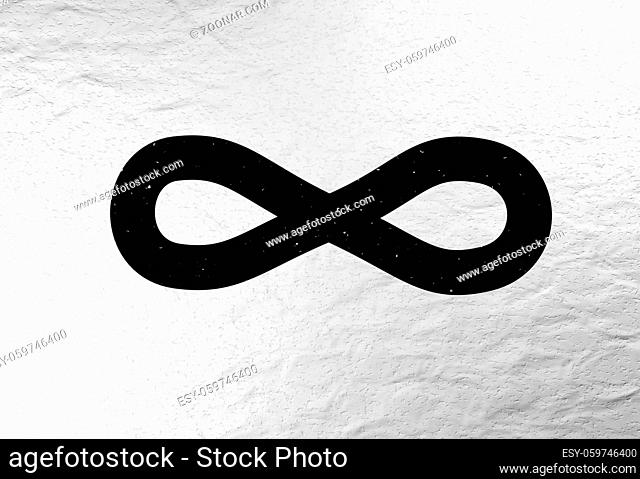 black infinity sign on white with stars 3d render