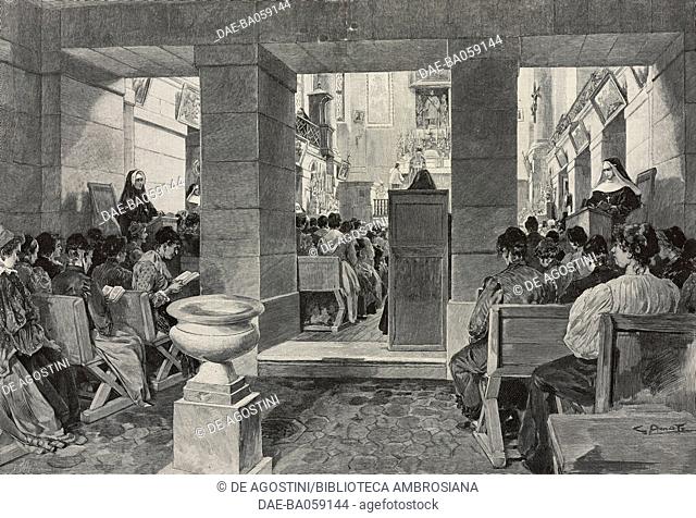 The Chapel of the Saint-Lazare Women's Prison, Paris, France, illustration from L'Illustration, No 3087, April 26, 1902. DeA / Veneranda Biblioteca Ambrosiana