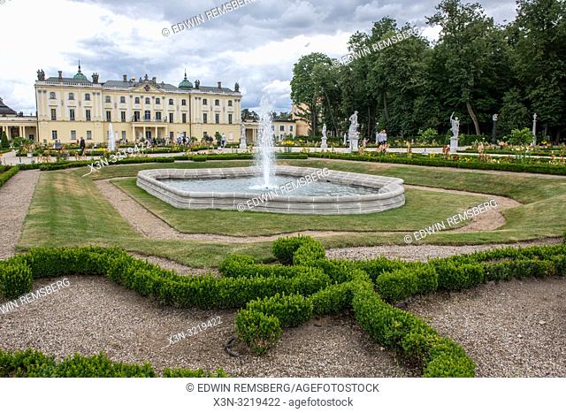 A large Garden and fountain within the grounds of Branicki Palace in Bialystok, Poland