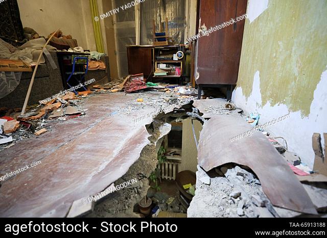 RUSSIA, DONETSK - DECEMBER 19, 2023: An apartment in a building damaged in shelling in the Kiyevsky neighbourhood. Dmitry Yagodkin/TASS