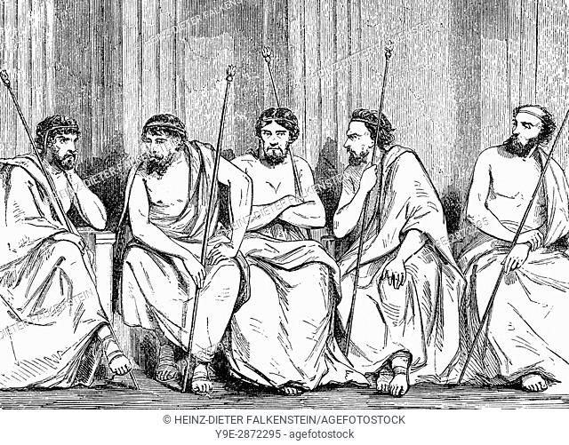 The 5 ephors, leaders of ancient Sparta