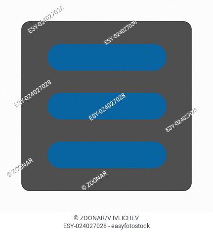 Stack flat cobalt and gray colors rounded button