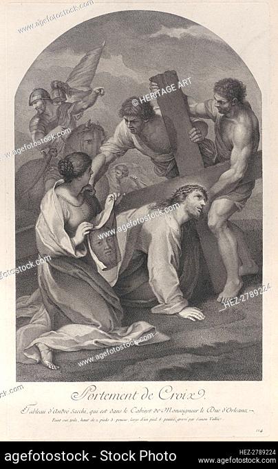 Christ fallen to the ground under the weight of the cross, with two men assisting and .., ca. 1729. Creator: Simon Vallee
