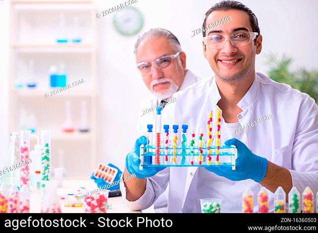 Two chemists working in the laboratory