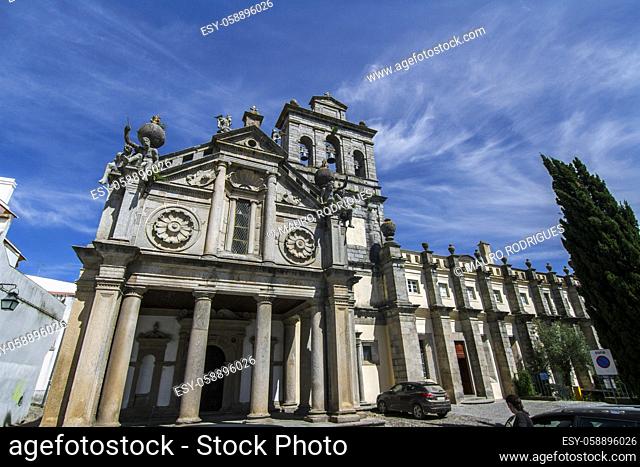 Close up view of the Church of Graca located in Evora city, Portugal