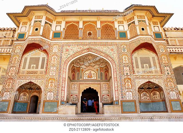 Ganesh Pol or the Ganesh Gate, Amber fort, Rajasthan, Jaipur, India