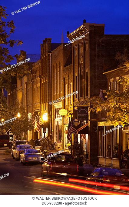 USA, Tennessee, Jonesborough, Oldest town in Tennessee, Main Street, dusk