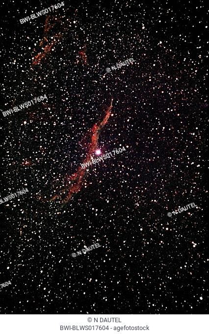 Witch' Broom Nebula, Bridal Veil Nebula, Cygnus Loop, Veil Nebula NGC 6960, the supernova remnant lies about 1400 light-years away towards the constellation of...