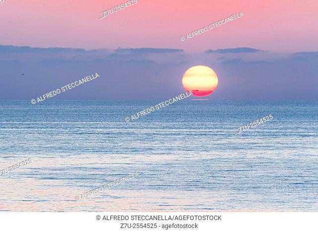 The majestic sunrise on the sicilian sea
