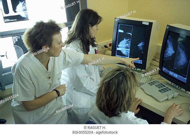 RADIOLOGIST<BR>Photo essay from hospital.<BR>Mammography unit of the Gustave Roussy Institute, in the French region of Ile-de-France