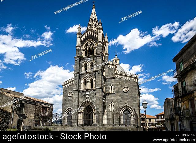 Basilica of Saint Mary (Basilica S. Maria), Piazza S. Maria (St. Mary Square). Randazzo, Metropolitan City of Catania, Sicily, Italy