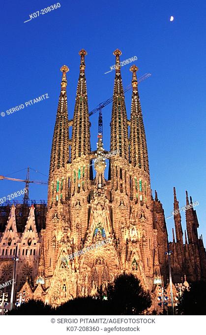 Temple of Sagrada Familia, by Gaudi. Barcelona. Catalonia. Spain