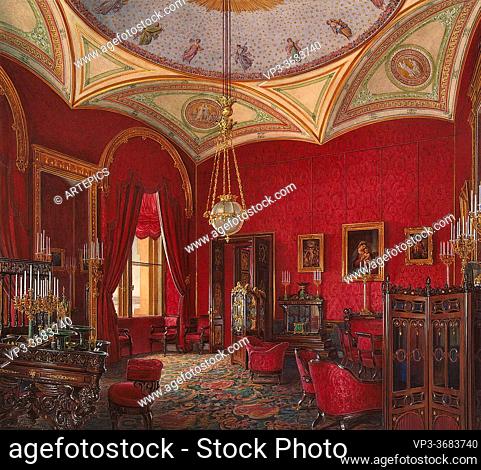 Hau Edward Petrovich - Interiors of the Winter Palace - the Study of Empress Alexandra Fyodorovna 2 - Russian School - 19th Century