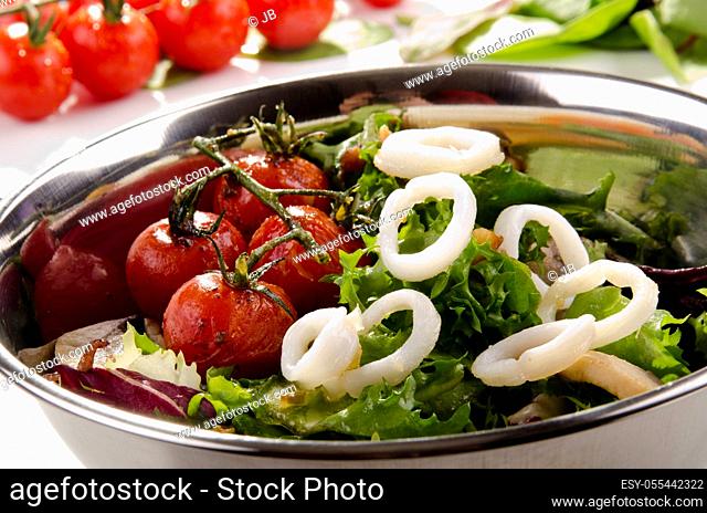 salad, squid rings, appetizer