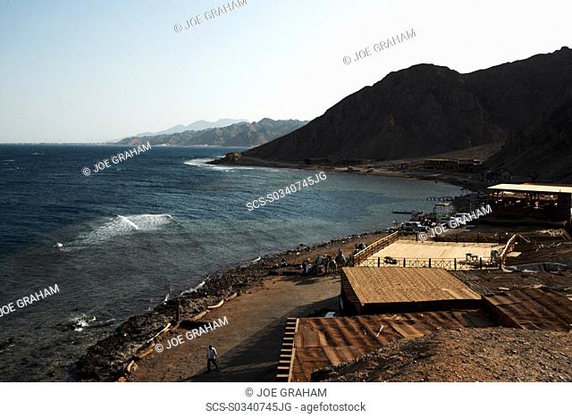 View from above of the blue hole as we return at the end of the day from Ras Abu Galum Dahab South Sinai Egypt