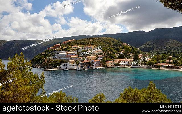 greece, greek islands, ionian islands, kefalonia, assos, place on the west coast, venetian fortress, way to the fortress, view over to the place assos