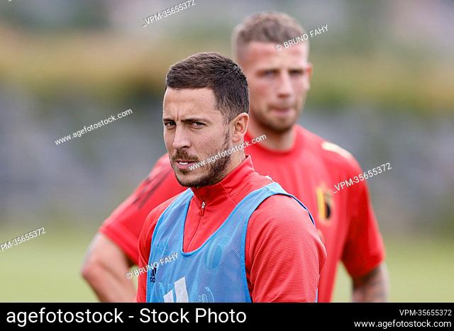 Belgium's Eden Hazard pictured during a training session of the Belgian national team, the Red Devils, Tuesday 31 May 2022 in Tubize